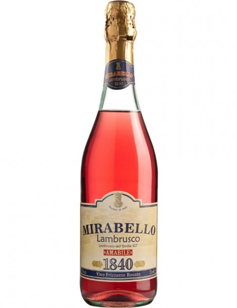 Ламбруско Мирабелло розато жемчужное игристое розовое полусладкое 7,5% 0,75л.