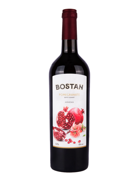 Бостан Гранат плодово-ягодное вино полусладкое 15% 0,75л.